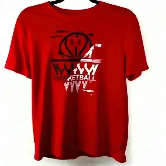 🌟5/$20🌟Under Armour Boys Basketball Graphic T-Shirt Red Size Youth Large - Picture 1 of 8
